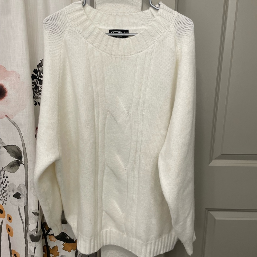 Kittenish White Oversized Sweater